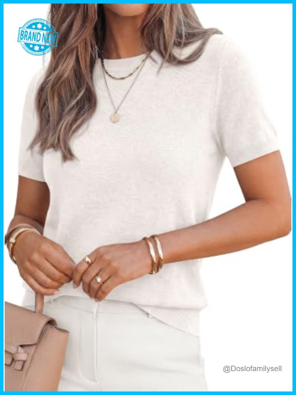 PRETTYGARDEN Womens Short Sleeve Knit Sweater Top Crew Neck Pullover